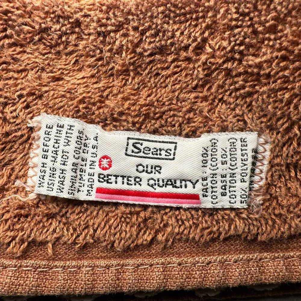 60's Sears Bath Towel Brown Lace‎ Trim Our Better Quality Fringe Bow